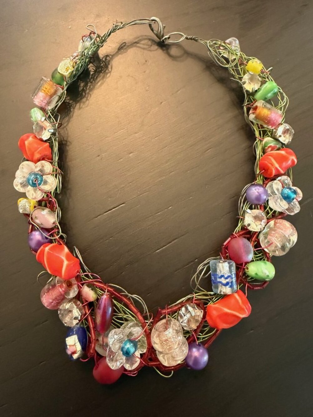 Make your statement with this colorful beaded necklace!